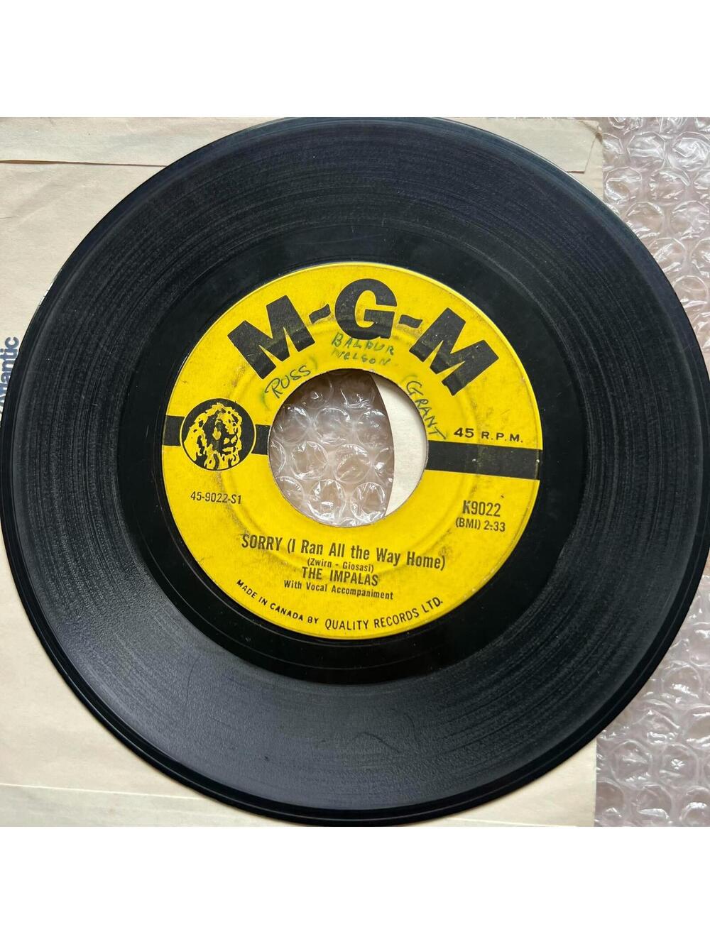 The Impalas - Sorry / Fool Fool Fool 45rpm 7' Vinyl Record R86